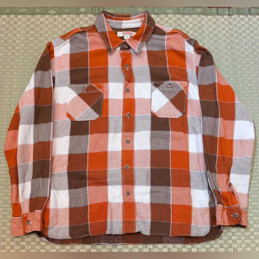 Birdwell Beach Britches Flannel Work Shirt Men's Size Large Made in USA